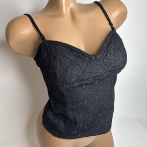 Vintage Fiorucci Baby Angel Black Lace Bustier Top Corset Y2K Goth Coquette S